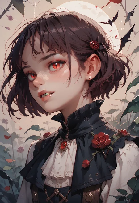 ((score_9, score_8_up, score_7_up)), ((vampire)), Expressive brush strokes, Detailed art style, Vibrant colors, ng_deepnegative_v1_75t, aid291, easynegative, w4t3rc0l0ur