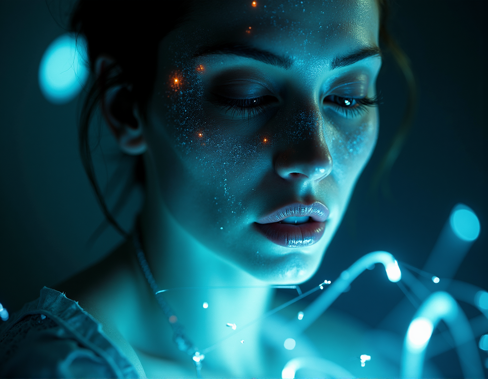 Yuri Shwedoff
woman (cyborg:1.35) by Tony Conrad ,Biopunk, , shallow depth of field, vignette, (Fiber optic light painting) (Fujicolor Superia X-TRA 400:) (Light tracing) (Dramatic lighting)