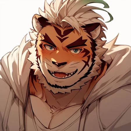 Score_9, score_8_up, score_7_up, score_6_up, score_5_up, score_4_up, <lora:Hombre_Tiger:1.0>, hombre tiger, solo, bara, tiger boy,