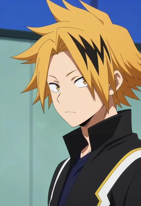 masterpiece, best quality, intricate details, anime screencap, anime coloring, , , , 1boy, solo, male focus, <lora:denki_kaminari_ilxl:0.94>, denki_kaminari, blonde hair, yellow eyes, short hair, spiked hair, multicolored hair, two-tone hair, black hair, streaked hair, ,