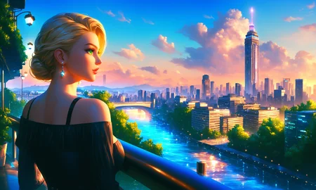 1880s adult Victorian wife mother with long blonde hair worn out and full,wearing light clothes,full lips and a soft face and large green eyes,score_9,score_8_up,score_7_up,<lora:skyline:1>,sky,city,lights,night,building,tower,scenery,bidge,architecture,cityscape,skyline,outdoors,skyscraper,background,street,humans,river,cloud,painting,tree,water,