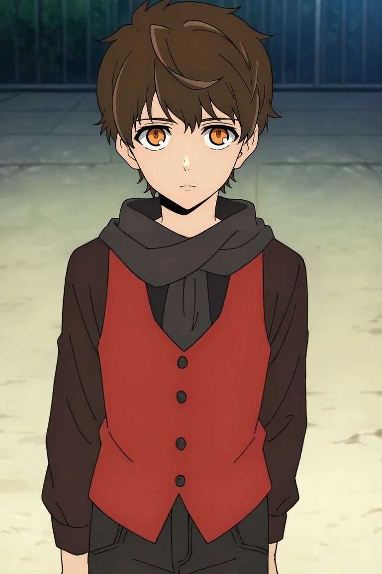 score_9, score_8_up, score_7_up, source_anime, rating_safe, , anime screencap, anime coloring, , looking at viewer, depth of field, 1boy, solo, male focus, <lora:twenty-fifth_bam_pony:0.84>, twenty-fifth_bam, brown hair, orange eyes, short hair, scarf, , , <lora:sdxl_lightning_8step_lora:1>