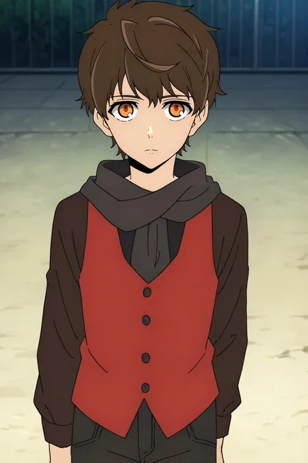 score_9, score_8_up, score_7_up, source_anime, rating_safe, , anime screencap, anime coloring, , looking at viewer, depth of field, 1boy, solo, male focus, <lora:twenty-fifth_bam_pony:0.84>, twenty-fifth_bam, brown hair, orange eyes, short hair, scarf, , , <lora:sdxl_lightning_8step_lora:1>