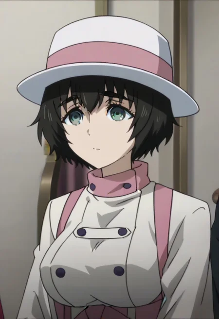 source_anime, official anime artwork, screencap, anime screencap, best quality, <lora:Mayuri_Shiina:1>solo girl, green eyes, thick eyebrows, Mayuri coat, white headwear, ,,,,,,,,,,,,,,,,,anime coloring, anime screencap, 1girl,Solo ,, anime,PUFFY nipple,huge breasts,,,official art, Uncensored ,Unedited ,,,,,,,,,,,,,,