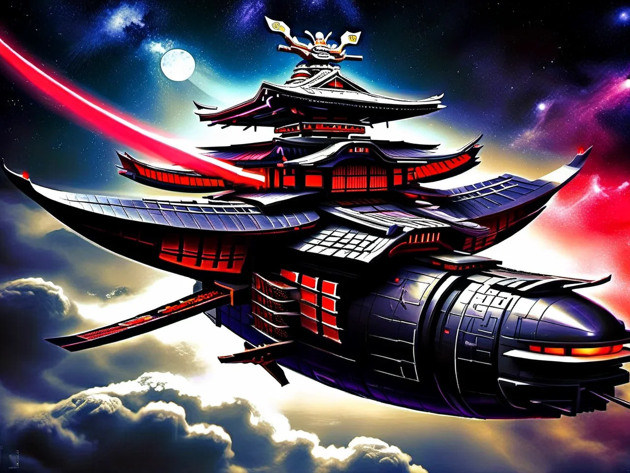 <lora:CulturePunkAI_3:.9> SamuraiPunkAI spaceship Highly detailed, amazing, Impressive lighting, vibrant colors, Ultra Realistic, High quality, Highly detailed, trending on artstation, intricate detailed background