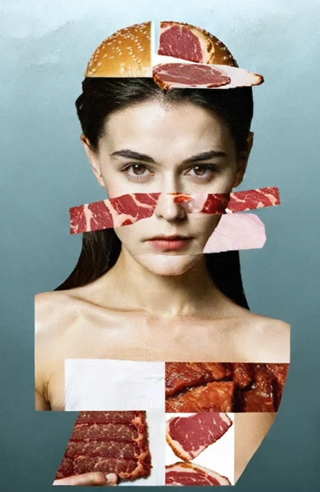split composition, 1girl, meat, <lora:å岿å¾:0.65>