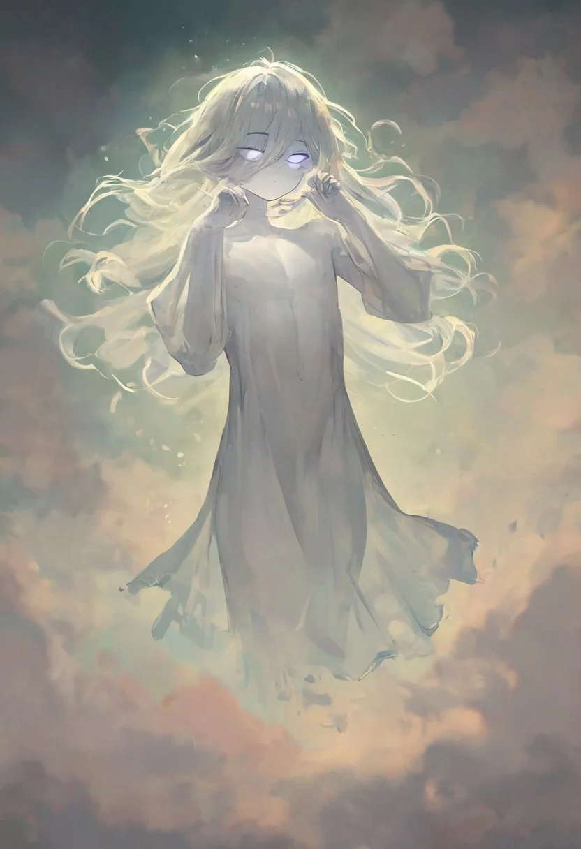 ncpy88 style <lora:ncpy88 style:1>, score_9, score_8_up, score_7_up, score_6_up, ghost boy, ghost, spirit, femboy, 1boy, feminine, cute, white skin, translucent skin, translucent hair, fog hair, floating, floating hair, mysterious mist, beautiful face, beautiful eyes, ghost eyes, fog clothes, closeup