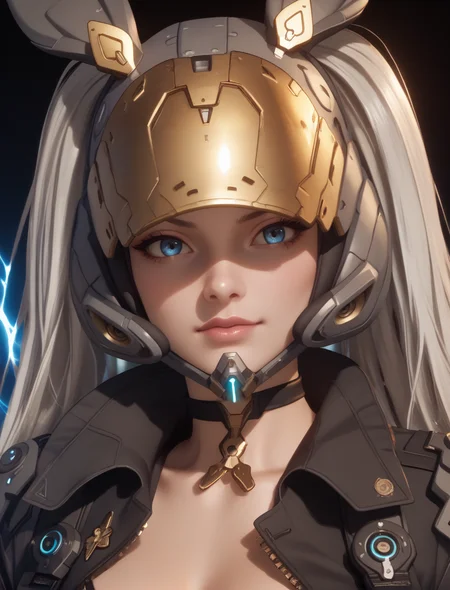 score_9, score_8_up, score_7_up, score_6_up, score_5_up, score_4_up, source_anime, realistic, photoshop \(medium\)
, <lora:UltimateBunny_t1-000038-128:1.0> 1girl, UltimateBunny, helmet, twintails, long hair, blue eyes
, electricity, close-up
,