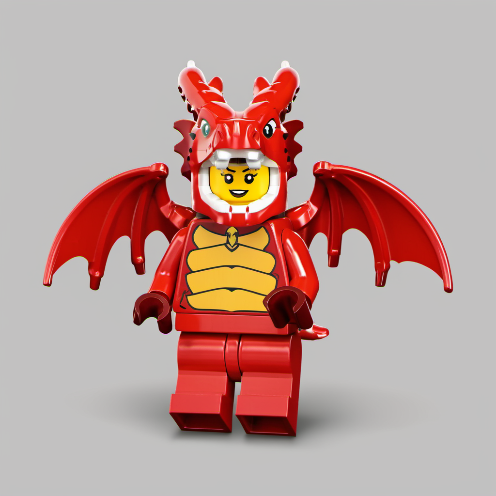 lego minifig of a girl wearing a dragon costume<lora:legominifig-v1.0-000003:0.8>