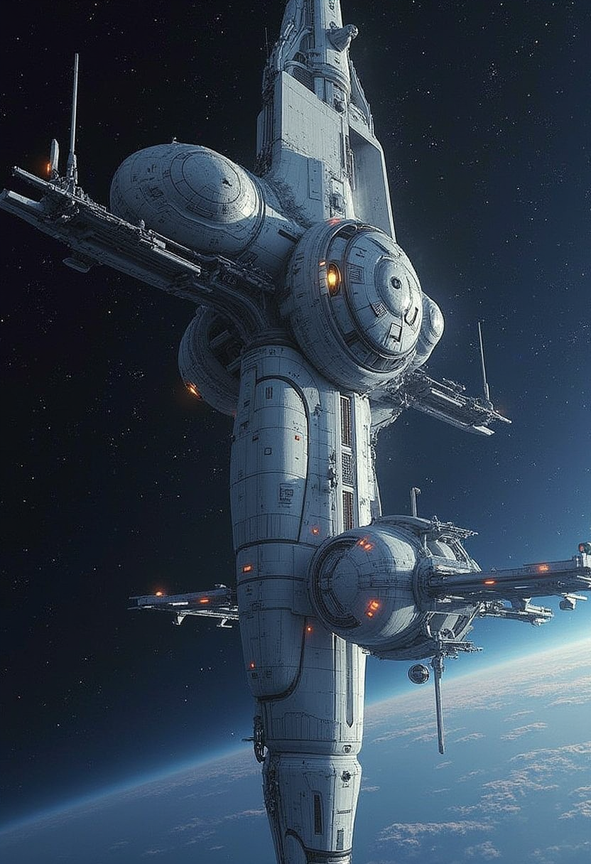 yfg-taal A space station shaped like a beautiful woman's face