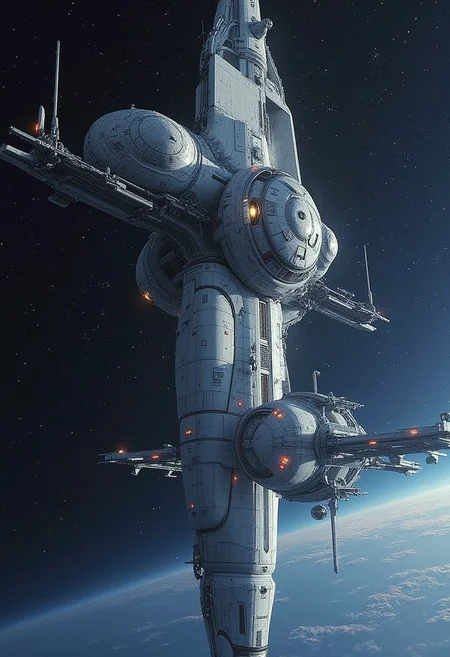 yfg-taal A space station shaped like a beautiful woman's face