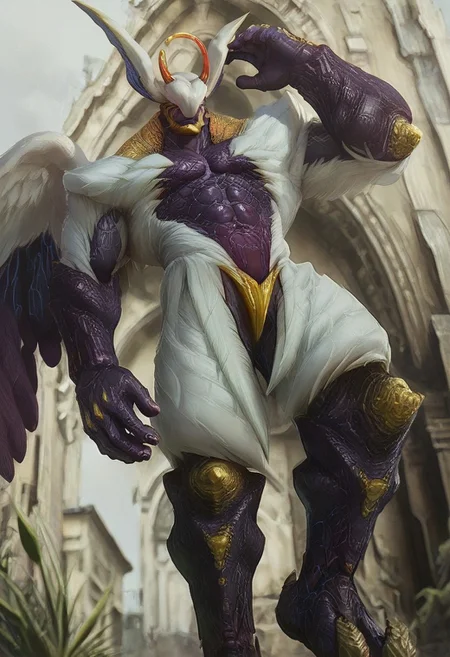 score_9, score_8_up, score_7_up, male, Credo’s Angel Form, Angel, Red eyes, white feathers, Wings, white wings, purple skin, source_anime, 1boy, solo, muscular:0.3, hands, happy face, smile, (((dutch angle, posing, from below, looking at viewer)))
BREAK
city, ruins, back alley, outside, night,