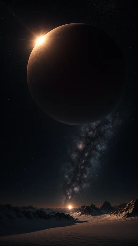 The starry sky, (detailed realistic background:1.33), ray tracing, BREAK
full shot, full body, full body view, BREAK
The final eclipse, 3D illustration of science fiction scene, astronaut viewing solar eclipse from mountain surrounded by asteroids in space, weightlessness
<lora:more_details:0.7>
<lora:epi_noiseoffset2:0.5>, ((masterpiece, best quality), ultra realistic 8k), UHD, HDR, high resolution, (cinematic look), cinematic lighting, soft cinematic light, cinematic bloom, soothing tones, insane details, abundant details, intricate details, hyperdetailed, photorealistic, realism pushed to extreme, incredibly lifelike, highest quality, detailed background, dramatic lighting, sharp focus, BREAK, ((intricate details)), hdr, ((intricate details, hyperdetailed)), extremely high-resolution details, BREAK