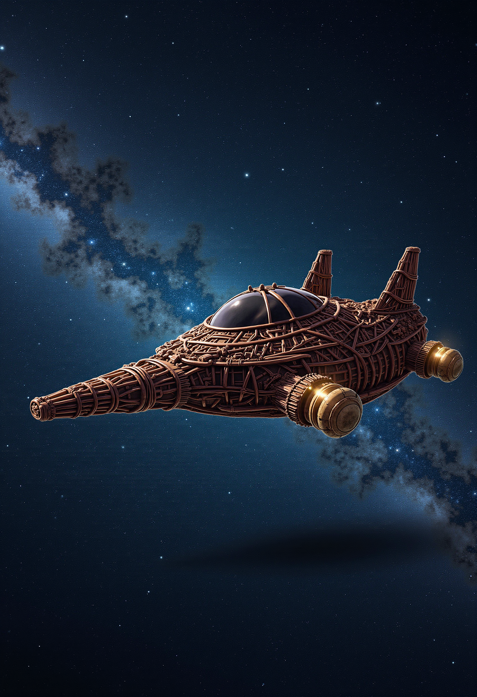 wkrstyle an alien spaceship, in space, 