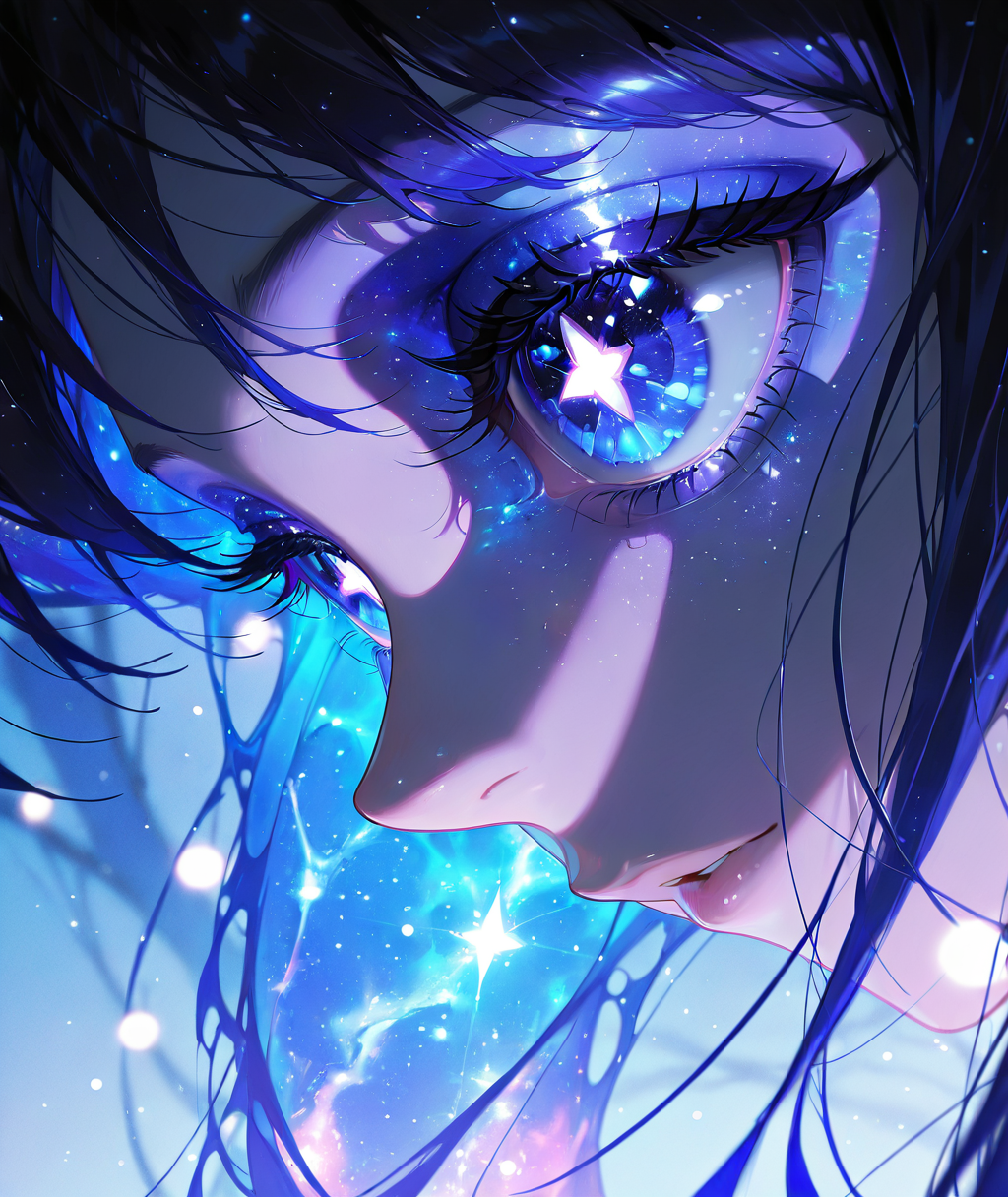 masterpiece, best quality, amazing quality, very aesthetic, absurdres, newest, (scenery, volumetric lighting),dark_eye_focus, 1girl, solo, close-up, cosmic anime eyes, galaxy irises, twinkling star pupils, glowing nebula reflections, deep purples and blues, ultra-detailed, soft shimmer, gradient color transition, surreal dreamy gaze, hyper-realistic lighting, long delicate eyelashes, ethereal glow, soft bokeh background, floating sparkles, celestial magic, fantasy aesthetic, anime digital painting, soft brush textures, ultra-high resolution ,masterpiece, best quality, amazing quality, very aesthetic, absurdres, newest, (scenery, volumetric lighting), 
, <lora:dark_eye_detail_illus:0.8>,