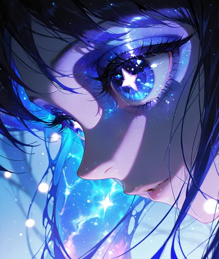 masterpiece, best quality, amazing quality, very aesthetic, absurdres, newest, (scenery, volumetric lighting),dark_eye_focus, 1girl, solo, close-up, cosmic anime eyes, galaxy irises, twinkling star pupils, glowing nebula reflections, deep purples and blues, ultra-detailed, soft shimmer, gradient color transition, surreal dreamy gaze, hyper-realistic lighting, long delicate eyelashes, ethereal glow, soft bokeh background, floating sparkles, celestial magic, fantasy aesthetic, anime digital painting, soft brush textures, ultra-high resolution ,masterpiece, best quality, amazing quality, very aesthetic, absurdres, newest, (scenery, volumetric lighting),
, <lora:dark_eye_detail_illus:0.8>,