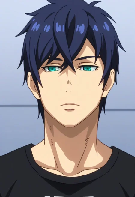 ((masterpiece)), ((best quality)), ((ultra-detailed)), ((absurdres)), score_9_up, score_8_up, score_7_up,
HD, top quality, best quality, amazing quality, High-quality illustrations, anime screencap, source_anime, best aesthetic, perfect proportions, perfect eyes, 1boy, 1male, solo boy, solo male, male focus, solo male focus, Anime, boy, male anime character, anime boy, handsome, cute, charming, sexy, Subaru Ichinose, blue hair, blue-green eyes, curved lips, ((black t-shirt, plain black shirt)), ((face only, face focus, face shot)), ((fit body, lean body)), easynegative, updn, Expressiveh, masterpiece, best quality, very aesthetic, absurdres