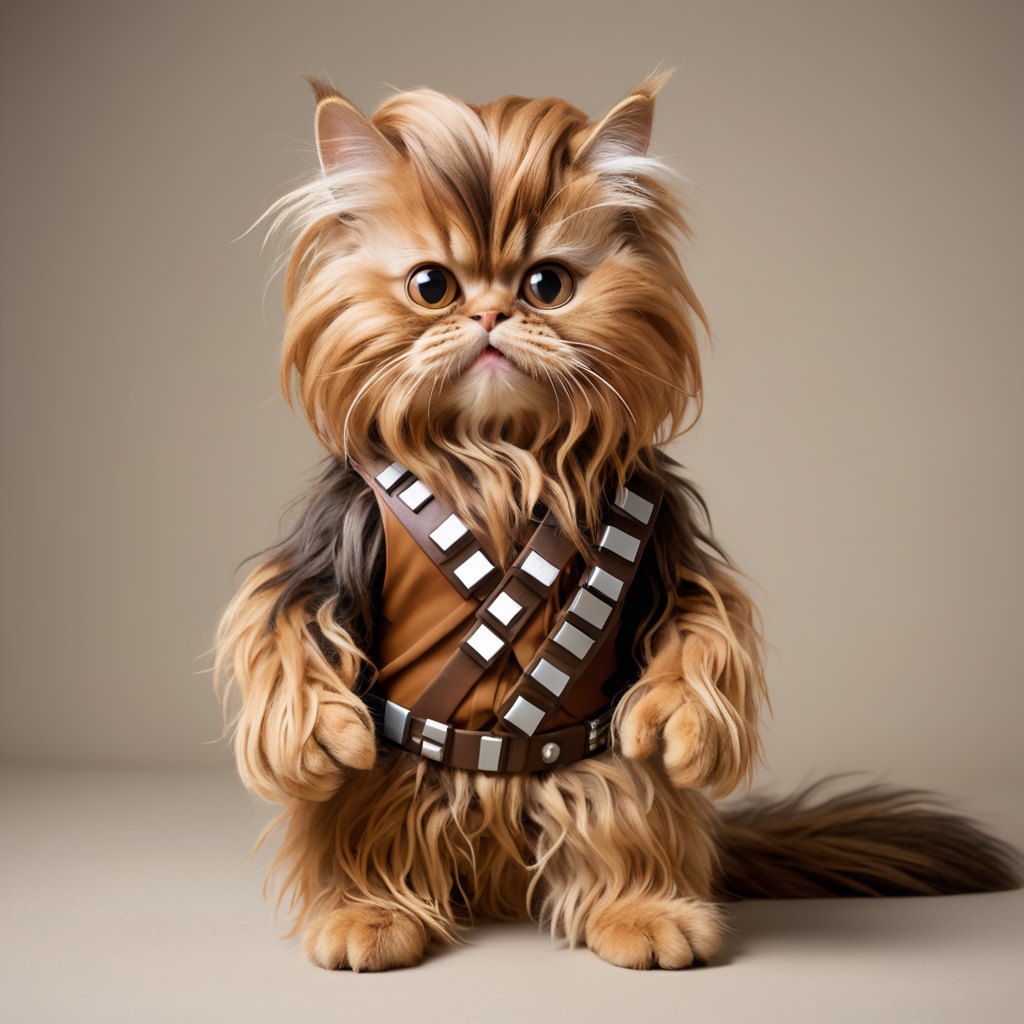anthropomorphic cat as chewbacca