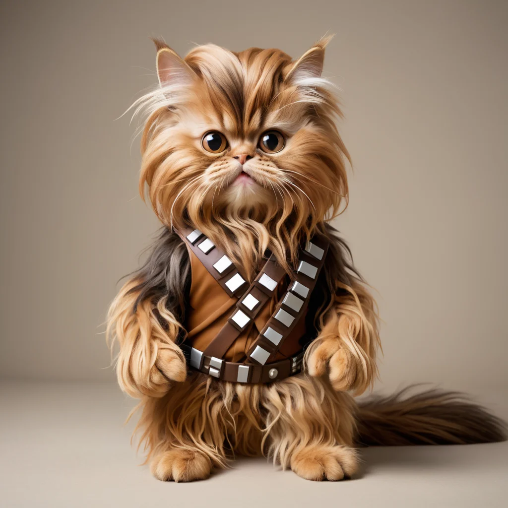anthropomorphic cat as chewbacca