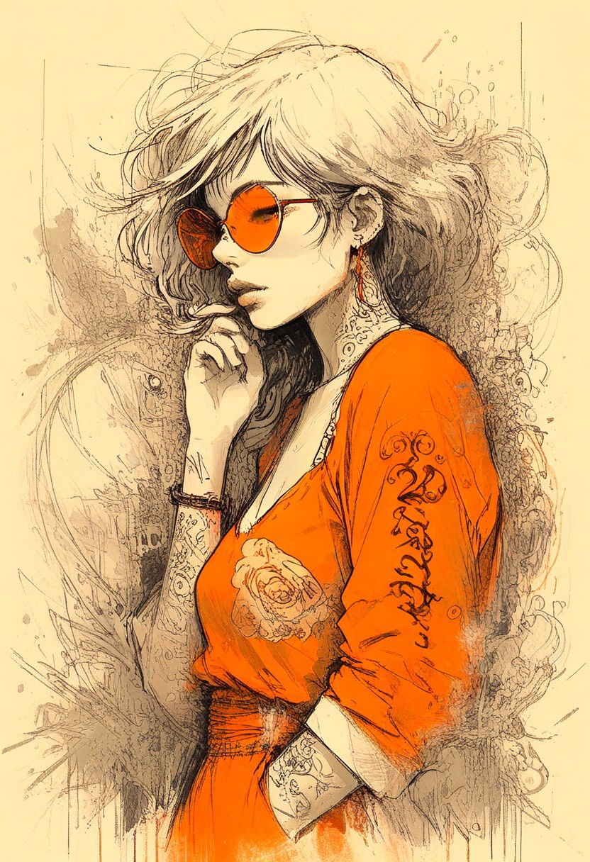 HAND CRAFTED. SCIENTIFIC PERFECTION. EXTREMELY (((EROTIC POSE))) STUDY SKETCHES. (PENCIL SKETCH and [Special Ink-drawing mode]). clean simplicity. Multi parts. DYNAMIC VIEW. DUTCH ANGLE. elusive. (((gang tattoos))). (((TEXT, characters ART))) (extremely erotic deep orange lingerie:1.5). woman at (22 years:1.5), (well-fed art student). artful. calligraphic commented. (by MANSON:1.5). (caught cheater:1.7). from behind, (ass focus:1.7). washed other persons shadow