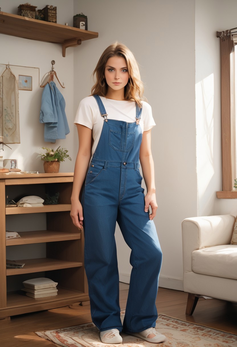 score_9, score_8_up, score_8_up, (photorealistic, real photo), (1woman), sexy, flirty, cute face, highly detailed face, god rays, sharp outlining, high contrast, photorealistic, real photo, realistic, dramatic light, 1girl, overalls, full body, dressing room