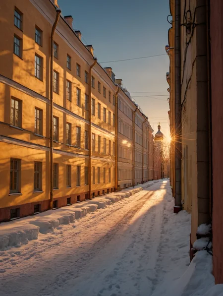 RAW photo of, alley, high quality, beautiful, golden hour , snow, 8k uhd, dslr, soft lighting, high quality, film grain, Fujifilm XT3, extremely detailed, saint petersburg
<lora:piter-step00022500:1>