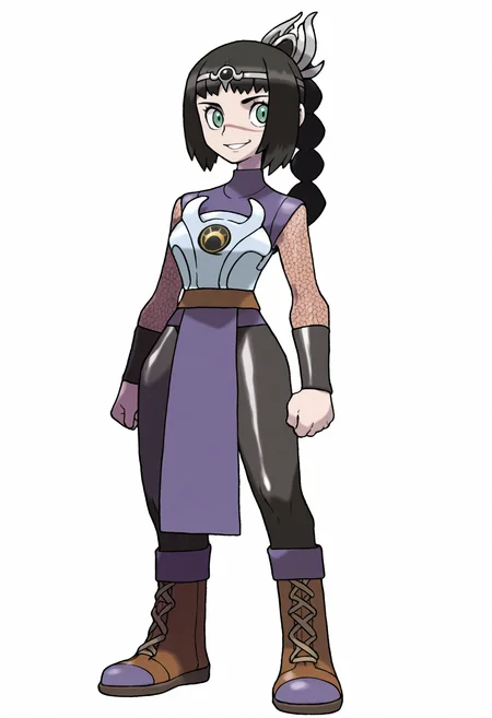 sugimori ken,
best quality, amazing quality, very aesthetic, absurdres,
BREAK
1girl, solo, shadowheart, black hair, braided ponytail, green eyes, scar on face, circlet, armor,
pelvic curtain, leather pants, boots,
smile,
standing, full body,
solo, looking at viewer, simple background, white background, <lora:ShadowHeartIllustrious_byKonan:0.8>, <lora:KenSugimoriNoob_byKonan:1>