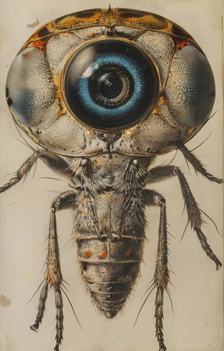 masterpiece,best quality,<lora:tbh248-sdxl:0.8>,illustration,style of Micrographia,cell:1.5,Microscopic compound eye,