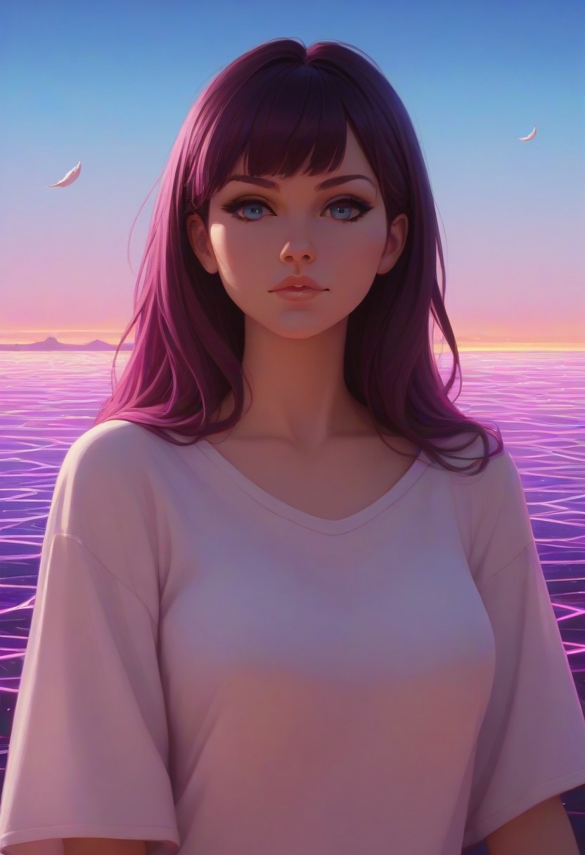 , a representative feather, Hyperrealism, a witty waterfalls, matte painting, a vanishing thorn, synthwave, 1girl, solo, colourful, score_9, score_8_up, score_7_up, masterpiece, best quality, very aesthetic