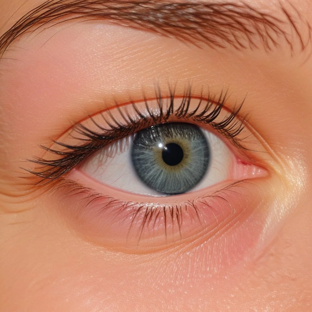 hazel, small eyelashes, large pupil, hit by sunlight