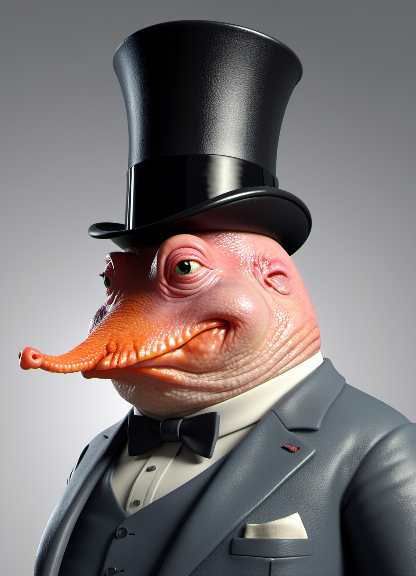 octopus with a tophat, subsurface scattering, ultra hd, 4k, high def, Photorealistic, Hyperrealistic, Hyper detailed, analog style, realistic, masterpiece, best quality, ultra realistic, 8k, Intricate, High Detail, film photography, soft lighting,  heavy shadow
