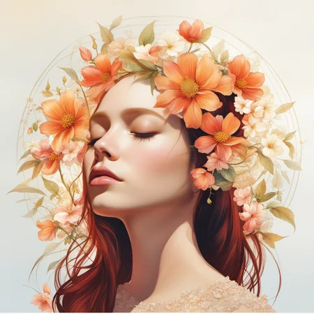 <lora:tj:0.8>,tj,1girl,solo,flower,closed eyes,hair ornament,hair flower,portrait,parted lips,lips,realistic,absurdres,delicate skin,