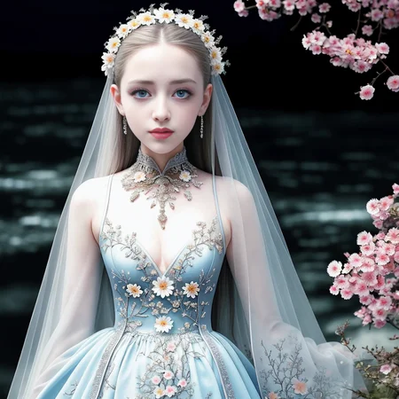 original, (masterpiece), (illustration), (extremely fine and beautiful), (perfect details), (beautiful and clear background:1.25), (depth of field:0.7), (stands aside the river:1.15). (cute:1.3), (detailed beautiful eyes:1.3), (beautiful face:1.3), silver hair, silver ear, (pink hair:0.7), (pink ear:0.7), long hair, (hair blowing with the wind:1.1), (blue eye:1.1), (female internet celebrity:1.2), butterflys flying around, (moon light:0.6), tree, (summer), (night:1.2), (close-up:0.35), (gloves:0.8), solo,full body,hjy<lora:hjy-10:0.7>