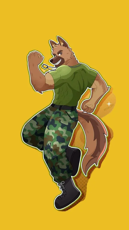 Characters German shepherd camouflage uniform soldier army