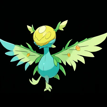 <lora:pokemon_pony_xl:1>, watercolor creature art like pokemon, Type: Fighting, Type: Poison, Egg Group: Water 3, is a pokemon creature that The animal has a double set of gills, enabling it to thrive in both salt and fresh water environments,Its wings beat with a Turquoise rhythm creating a soothing sound that echoes its Dark Fairy grace,The monster's tail splits into three yellow (orange:0.8)-tipped prongs, each capable of precise and independent movement.,Its underbelly is soft and White, a stark contrast to its otherwise rugged exterior,It has a yellow (orange:0.8) glow beneath its skin that illuminates its veins creating a map of life that pulses with its rhythm score_9, score_8_up, score_7_up, score_6_up, score_5_up, score_4_up. Simple black background, (Masterpiece:1.3) (best quality:1.2) (high quality:1.1)