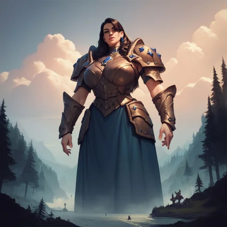 score_9, score_8_up, 8, score_7_up, score_6_up, ((masterpiece)), solo, portrait,
Gigant, gigant character, size difference, clouds, fog, gigantic girl, armor, skirt,
fantasy forest,