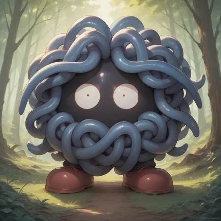 score_9, score_8_up, score_7_up, score_6_up, score_5_up, sourse_anime,   zPDXL,  rating_ safe BREAK,
solo, in forest, 
tentacles, monster, tangera, pokemon (creature) <lora:Tangera:1> smile, <lora:add-detail-xl:1> <lora:detail_eyes:0.5>