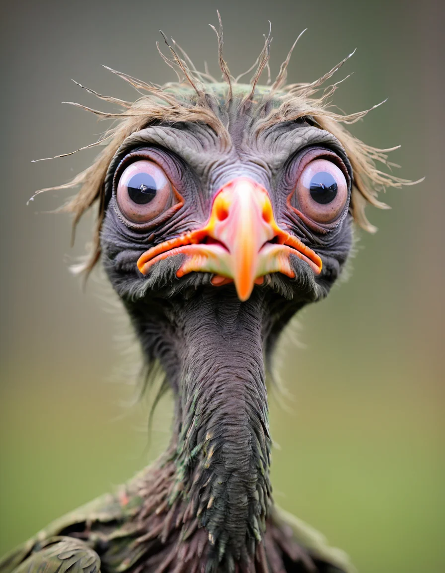 uglylora, 1bird, solo, portrait, ugly, nasty