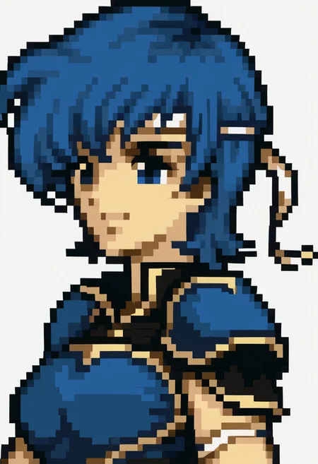 score_9, score_8_up, score_7_up, source_anime, 1girl, solo, smile,
<lora:zs_FE4PortraitsXL:1> fe4portraits, portrait, pixel art, white background
,<lora:FarinaFE_SDXL:1>,Farina_SDXL,blue hair, blue eyes, short hair, headband, large breasts, bandages, breastplate,shoulder armor