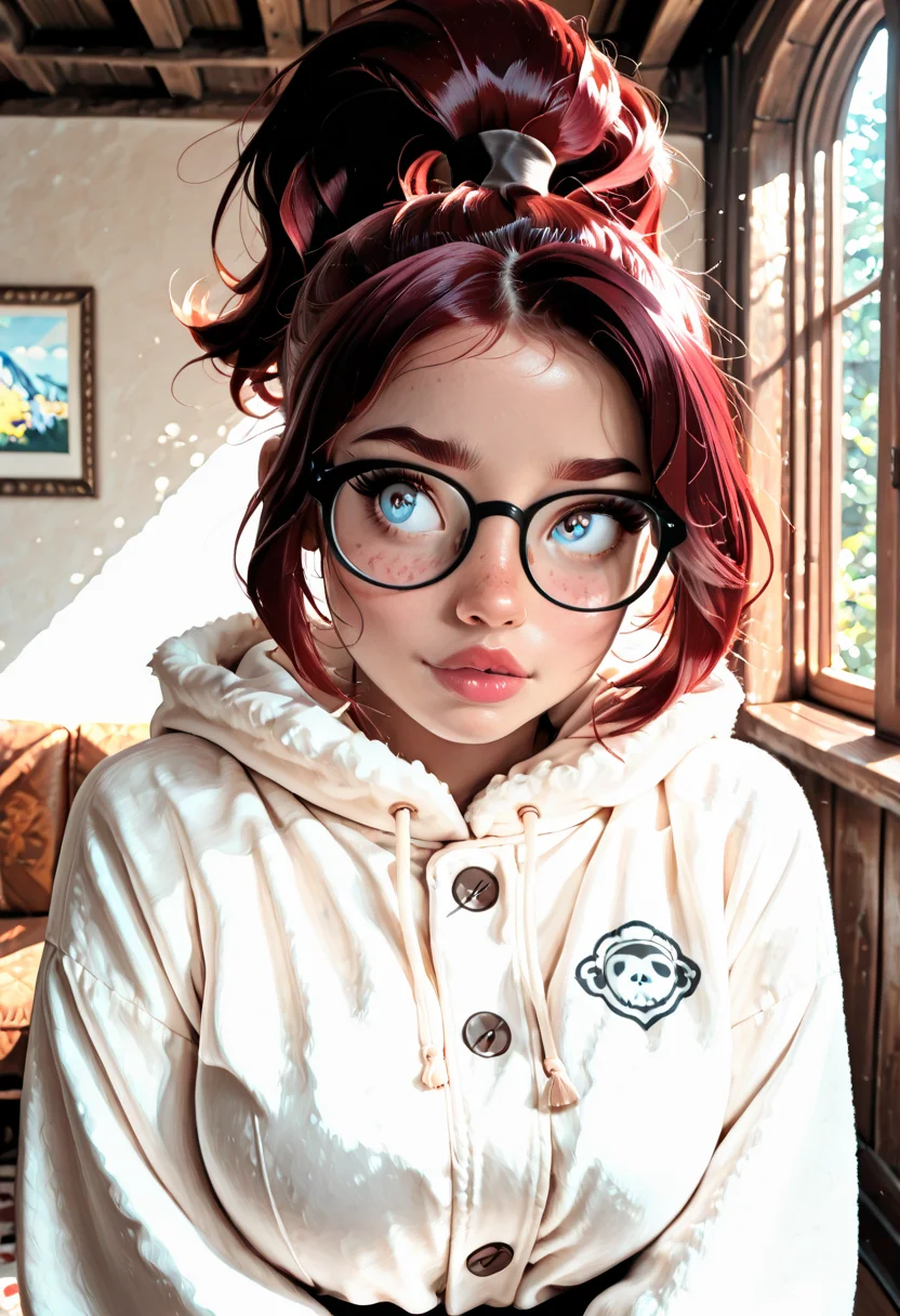 kisliptu style, abbe bi style, basety style, sassy style, pomagip, dalle style, midjourney style, thepit style, samdoesart style, owler style, cherrmous style, arosen style, anime style, suicidegirl, digital art, colorful, wild nature lazypos, upper body, cinematic lighting, dim lighting, photorealistic, beautiful detailed eyes, detailed skin, detailed hair, volumetric lighting, dappled light, dramatic shadows, photo background, depth of field, a dusty armory with shields,
BREAK
1girl, Jillybean Lane (jblane, dark cranberry red hair, freckles, round black glasses, blue eyes, big eyes, high ponytail hairstyle, curvy, shortstack) tsurime eyes, thick lips,
BREAK
cotton fishtail parka with sherpa lining
BREAK
<lora:Lewdcactus:0.75>
<lora:SDXL - CFG Scale Boost:0.85>
<lora:USNR_STYLE_ILL_V1_lokr3:0.5>
<lora:The_Collective_-_Jillybean_Lane_OC:1>