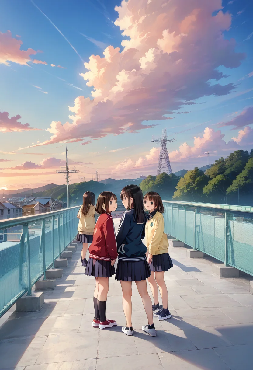 score_9, score_8_up, score_7_up, rating_safe, masterpiece, best quality, absurdres, unity 8k wallpaper, official art, official style, source_anime, uncensored, game cg, megami magazine,
okujyou, multiple girls, outdoors, school uniform, skirt, scenery, jacket, cloud, long hair, sky, 6+girls, shoes, sneakers, black hair, brown hair, short hair, multiple boys, black skirt, track jacket, pleated skirt
<lora:gakkou_okujyo_PONY_V1:1>