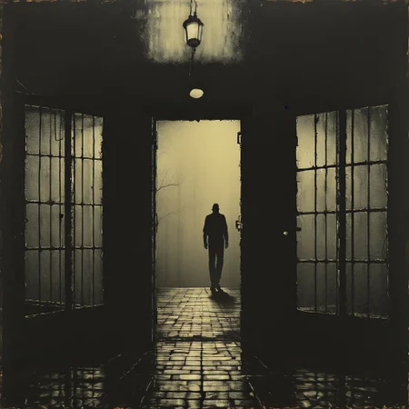 siluete, prison, landscape, doors, oriantal, techno, cell, hope, prison, ,8k, master piece, Cinematic, Beautiful Lighting, trending on Devianart, surreal Art, Fantasy, Digital Art, Impressionistic, Surrealist,