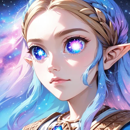 source_anime, colorful, score_9, score_8_up, score_8, (masterpiece), eyedetailxl, bettereyes, detailed_eyes, upper_body, bust, BREAK, 1girl, Princess Zelda, multicolored_eyes, (galaxy eyes:1.2), galaxy_eyes, bright_pupils