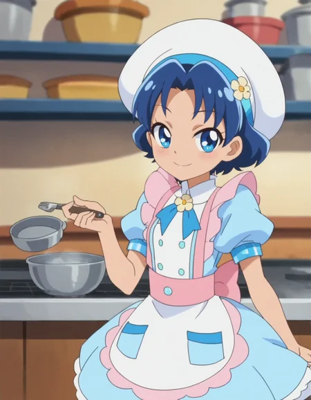 score_9, score_8_up, score_7_up, anime screencap, solo,1girl, tategamiaoi,smile, hat, apron, dress,puffy short sleeve,looking at viewer,cowboy shot,small breasts,<lora:tategamiaoi:0.8>