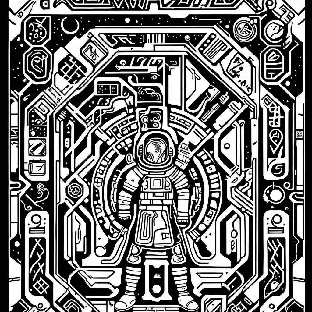 textless, best quality, line art adventure (military space viking:1.2)