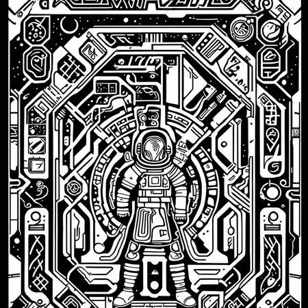 textless, best quality, line art adventure (military space viking:1.2)