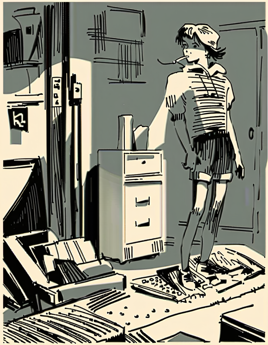 score_9, score_8_up, score_7_up, (Mignstl:1.2), (Alsel:1.2), (blond hair:1.2), standing, smoking single cigarette, smirk, (home indoors scenery:1.2), perfect eyes, perfect hands, detailed fingers, bw, grayscale, monochrome