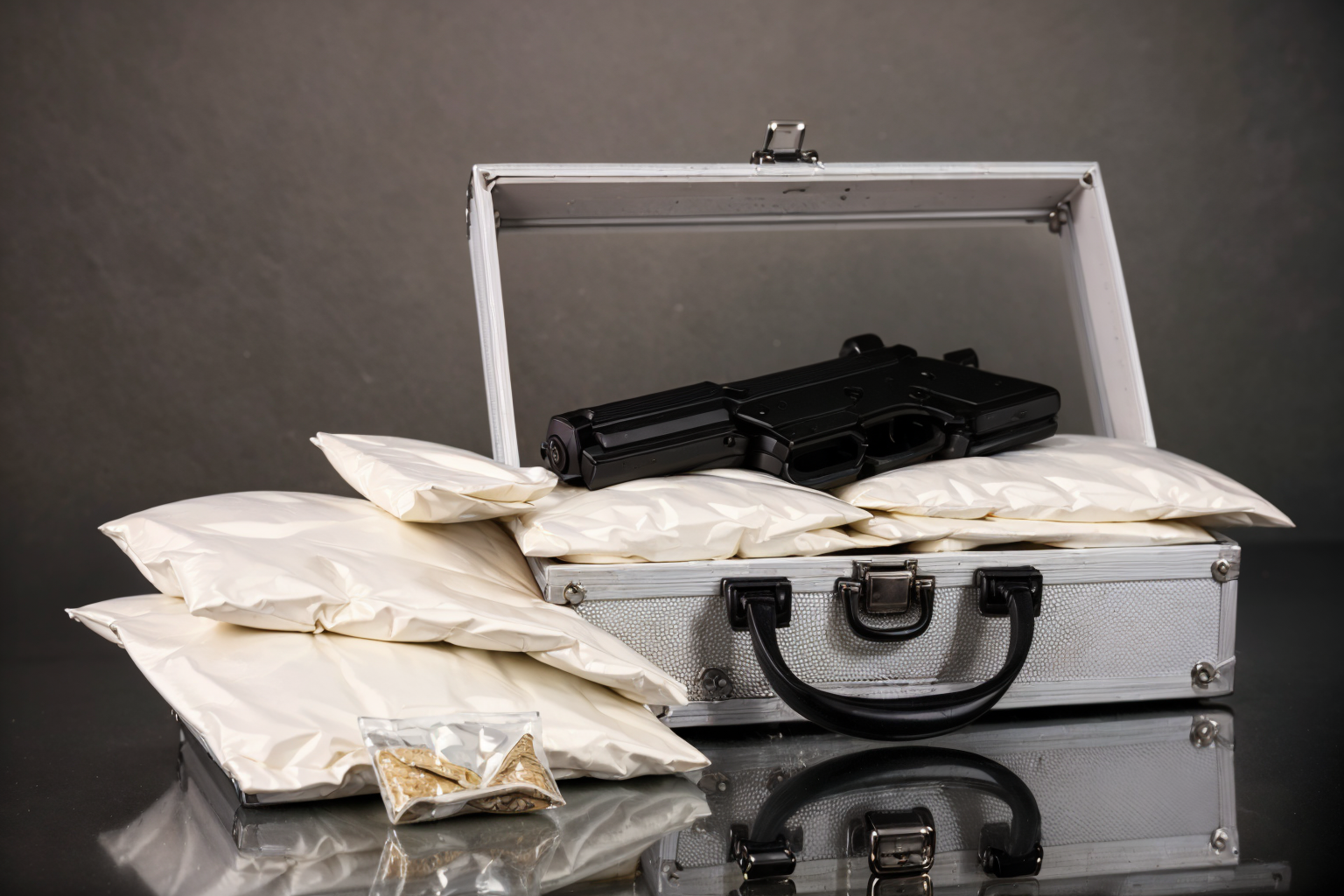 (masterpiece, best quality:1.2), ultra-detailed, suitcase money gun EdobDrugs, (realistic:1.5), <lora:EdobDrugs_v1.0:0.8>