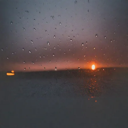 driving, sunset, rain