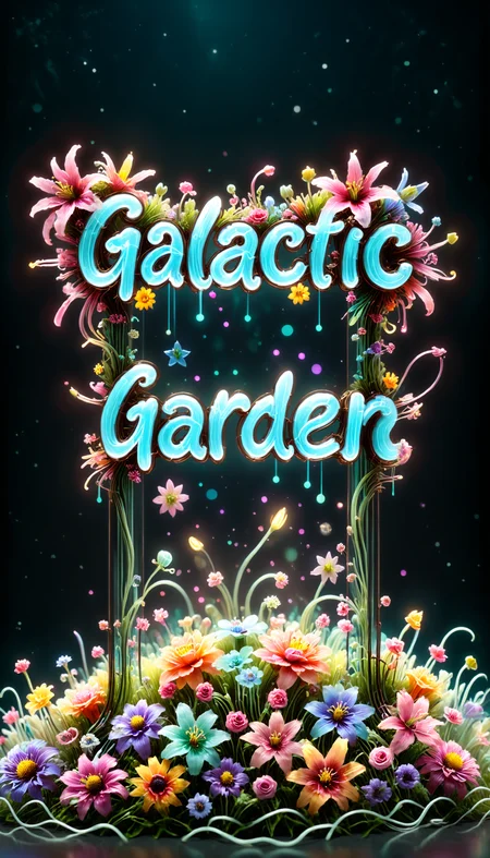 tiny neon || glass || filaments, text "Magic in Blossom" made of flowers, space, w0f1l, color, epic, dramatic, cinematic, professional, beautiful, emotional, cute, calm, pretty, inspiring, artistic, detailed, extremely highly delicate, sacred, symmetry, light, atmosphere, romantic, pure, glowing, perfect, strong, futuristic